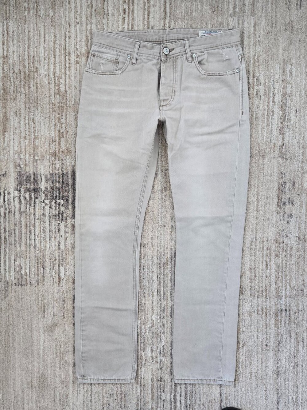 Jack and Jones‎ Tan Slim Straight Button Fly Jeans Mens Preppy Faded 31W 32L
